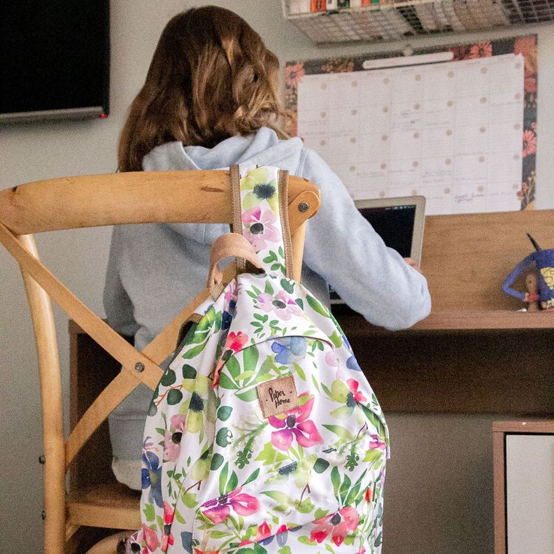 Mochila sustentable escolar flores Paper Home-3