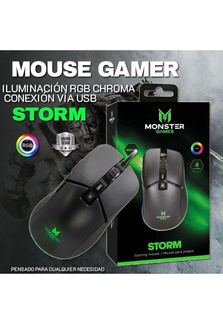 Mouse Gamer Storm Monster Games 6 Botones 800 DPI-3