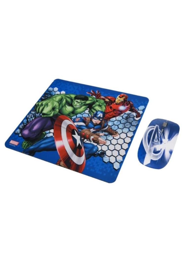 Kit Mouse Óptico Inalámbrico + Mousepad Marvel Avengers-0
