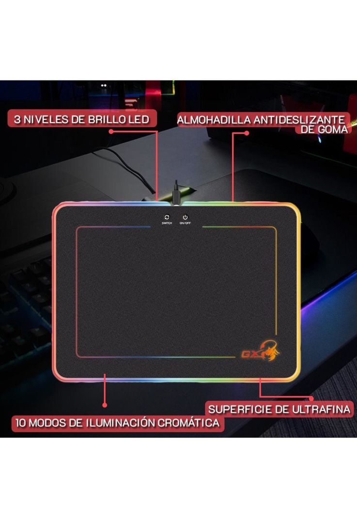 Mouse Pad Genius 600H RGB Antideslizante-2