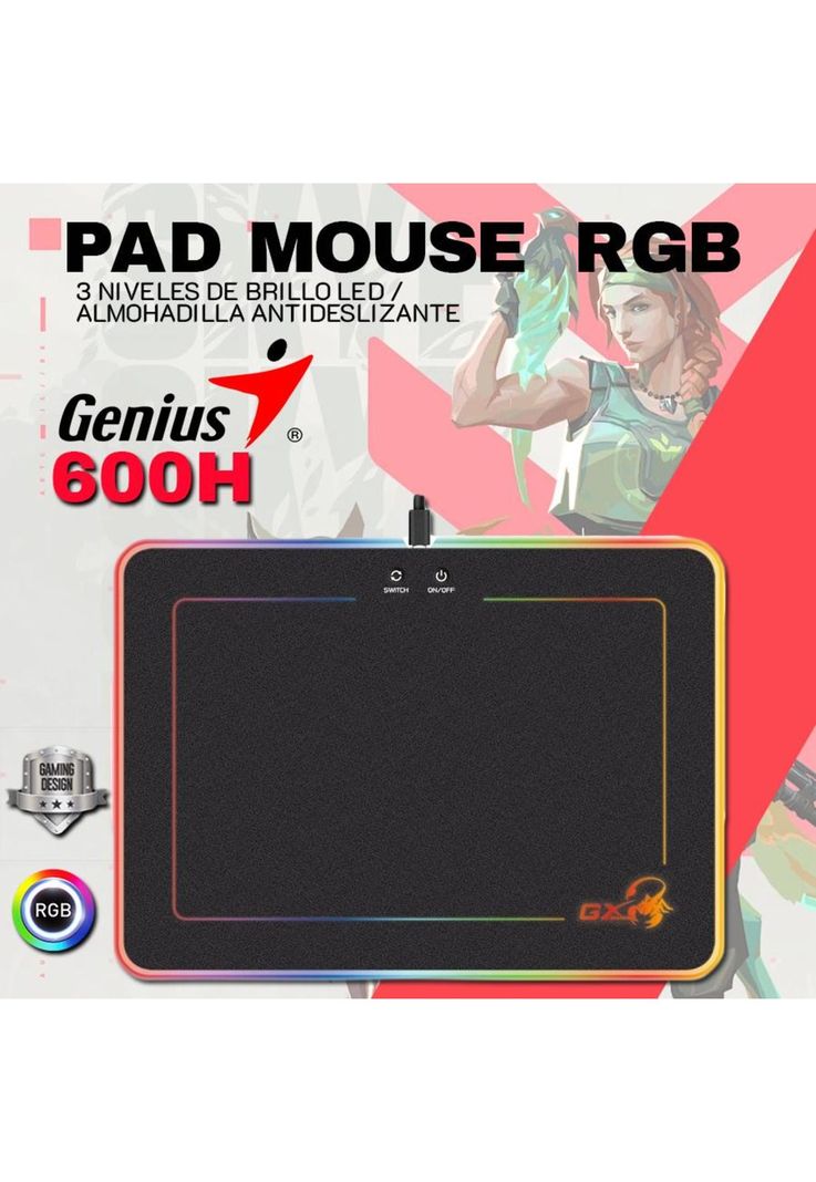 Mouse Pad Genius 600H RGB Antideslizante-3