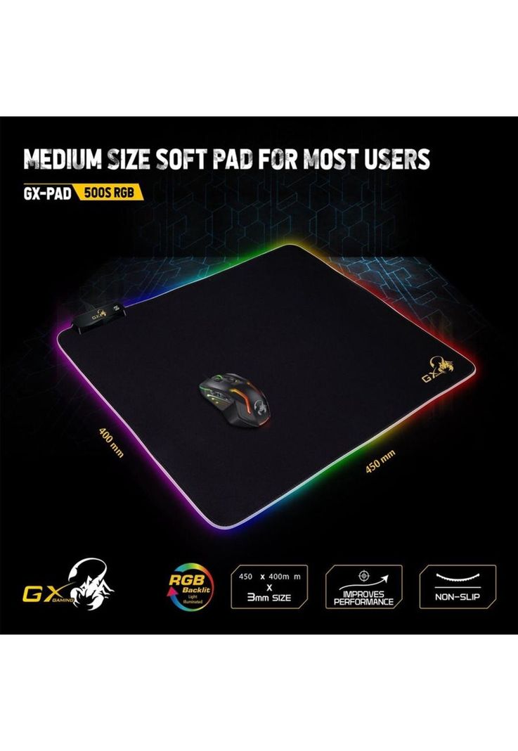 Mouse Pad Genius 500S RGB Antideslizante-4