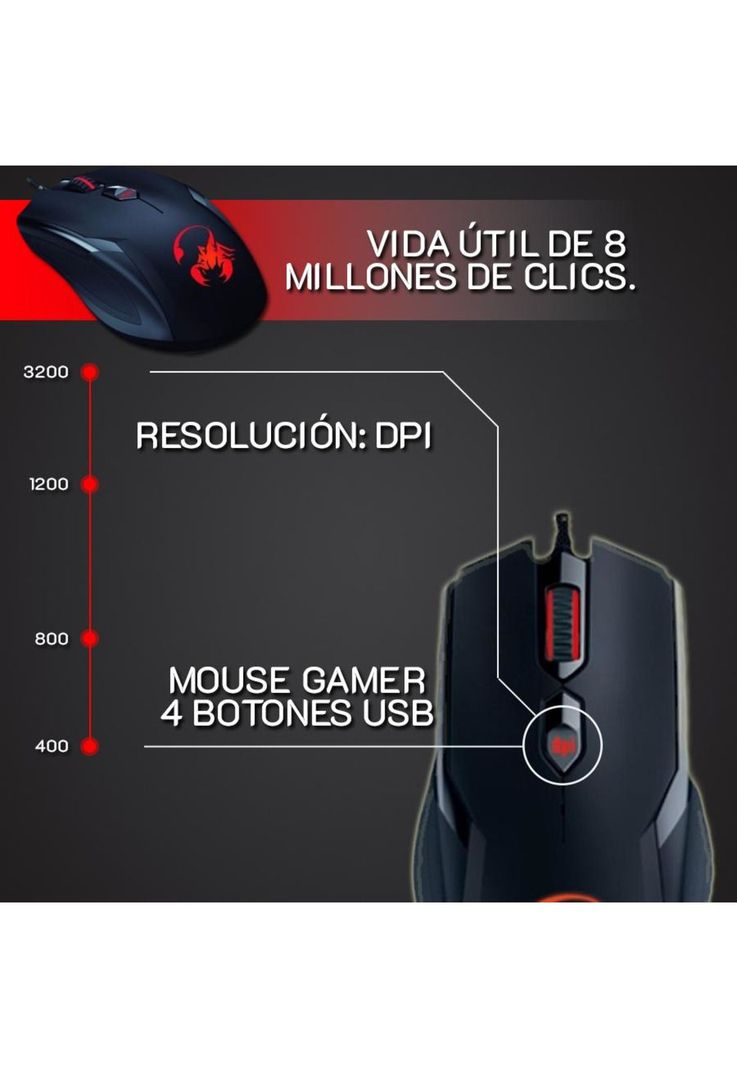Mouse Gamer Genius X1-400 RGB 4 Botones 3200 DPI-4