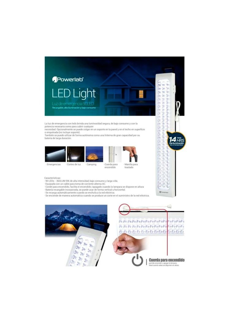 Lampara Powerlab De Emergencia 90 Led 5w Blanco Mlab-2
