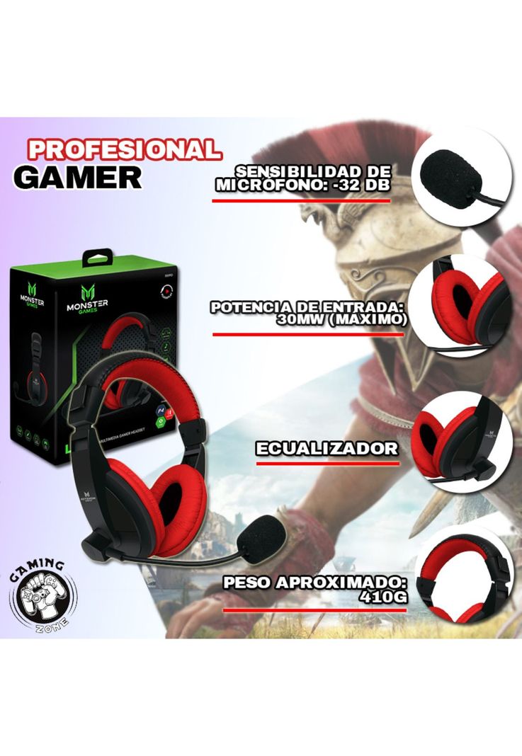 Audífono Monster Games 550 Ps4 xbox Switch Over-ear-5