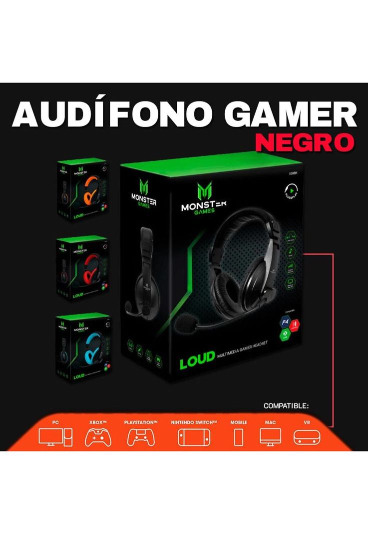 Audífonos Gamer Monster 3,5 MM  Over-EAR-5