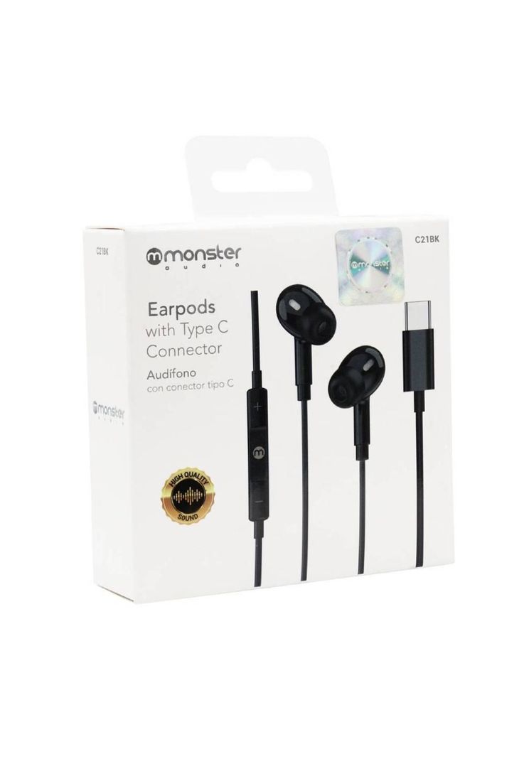 Audífonos con Cable Monster Audio C21WT Manos Libres Conector USB-C Negro-4