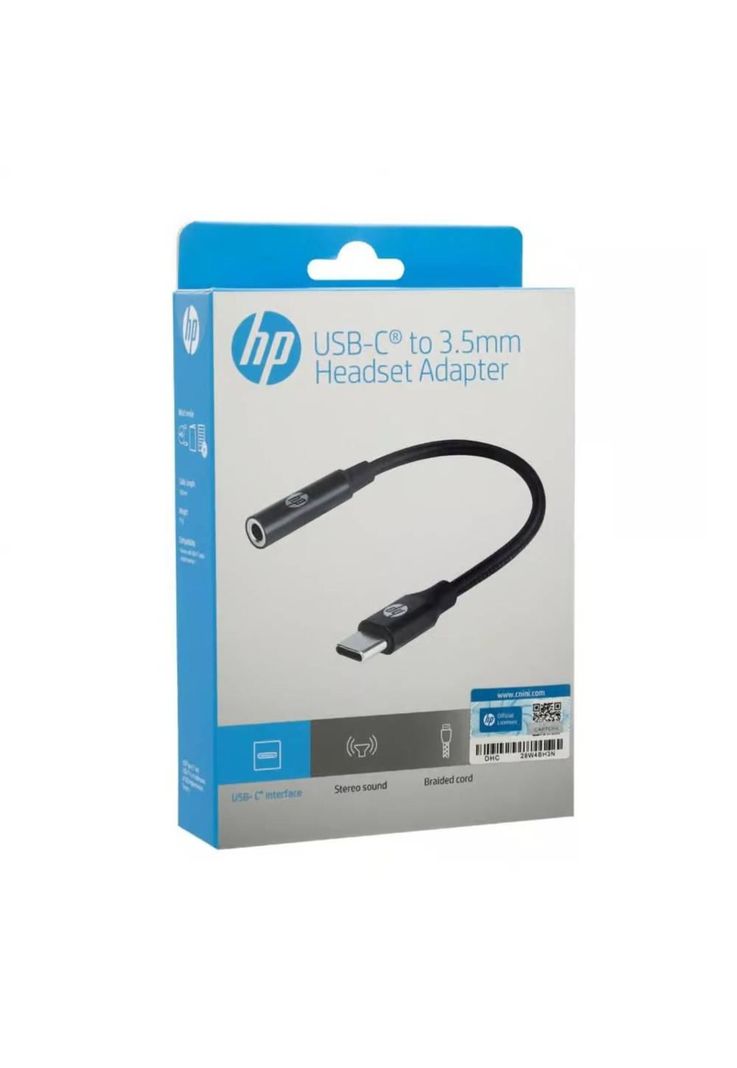 Adaptador de Audio HP DHC-TC131 USB-C a 3,5mm Trenzado Negro-3