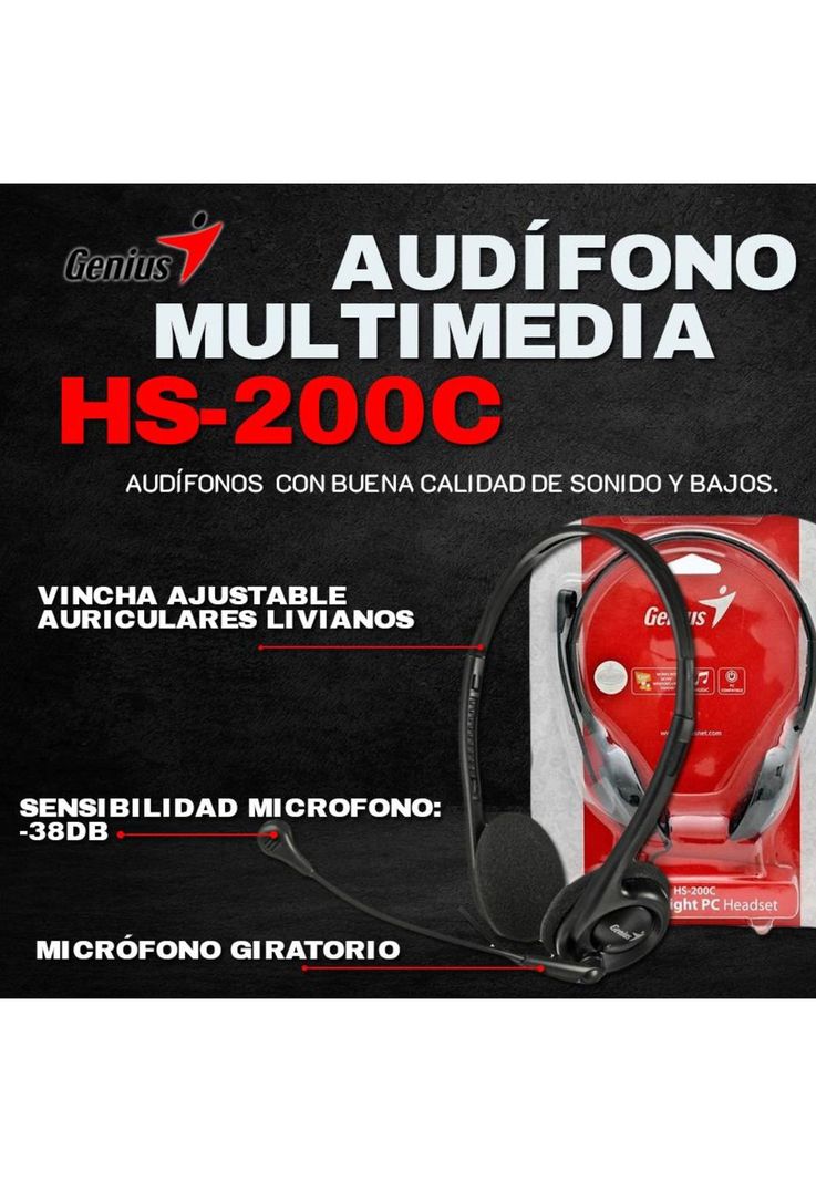 Audífono Multimedia Genius HS-200C Over-Ear-8
