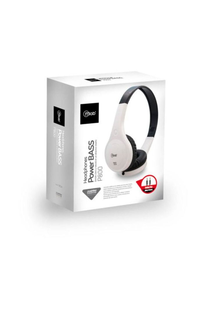 Audifonos Mlab P800 Headband Powerbass Jack 3.5mm Blanco-1