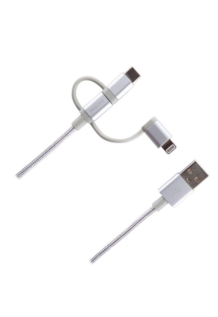 Cable Philips DLC260 3 en 1 Micro USB Lightning USB-C-1