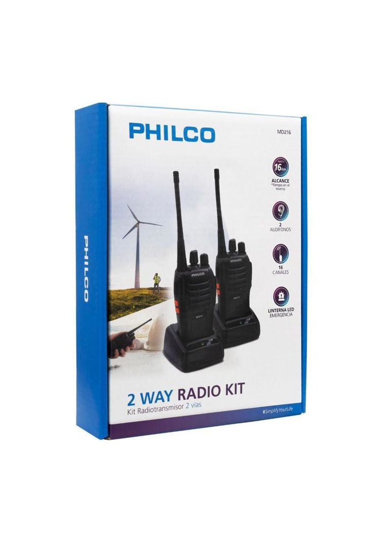 KIT PAR RADIOTRANSMISORES PORTATIL INCLUYE MANOS LIBRES PHILCO-3