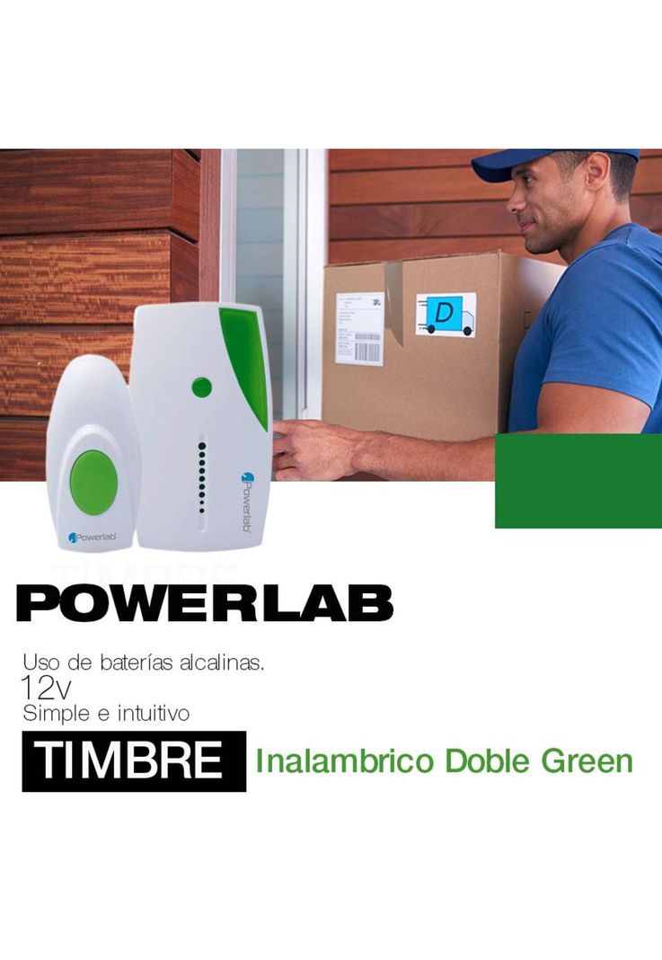 Timbre Inalambrico Powerlab Dual Door Bell Pack Color Blanco-1