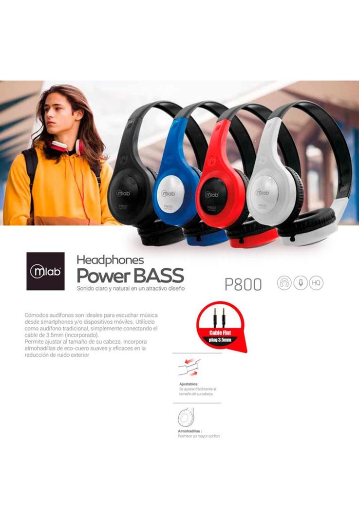 Audífono Alámbricos Headband P800 Azul Mlab-3