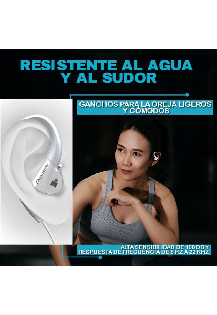 Audífono Clip Ear Pioneer Deportivo Se-e3m Blanco Fx-3
