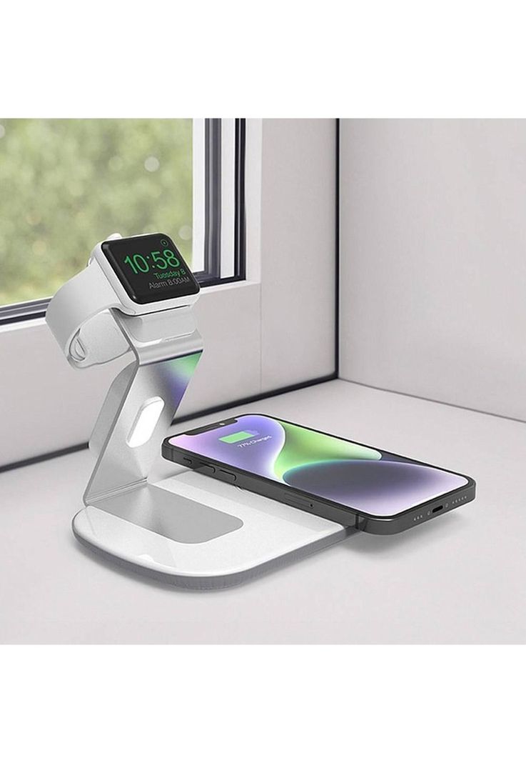 Base de carga Inalámbrica Dual Dusted para IPhone Apple Watch-1