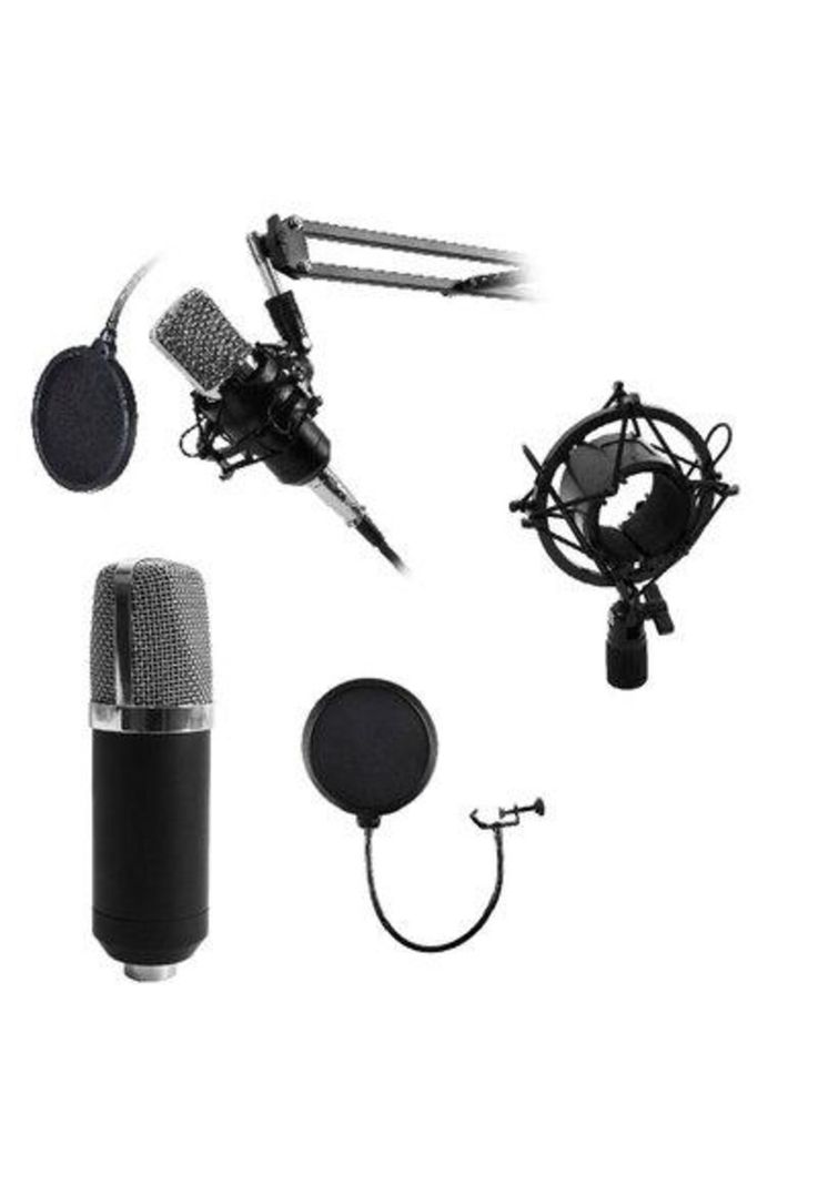 Kit Studio Microphone Con Soporte Antipop Stand Philco-0