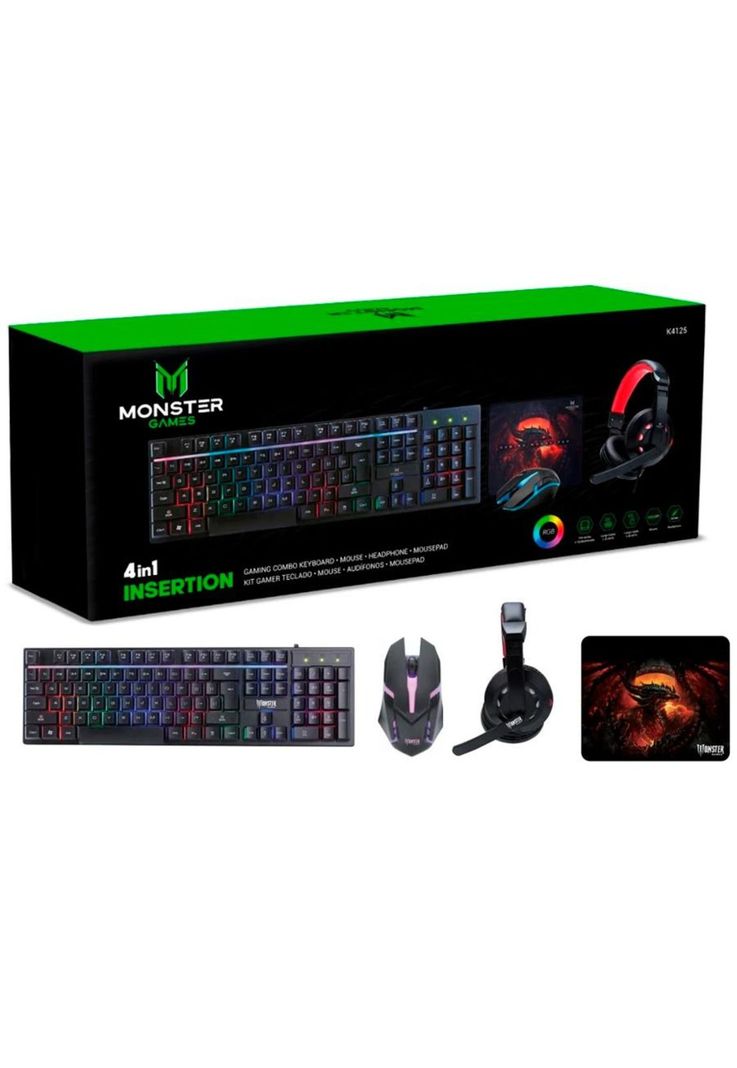 Combo Monster Mouse + Teclado + Audífonos Kit Crew Insertion-1