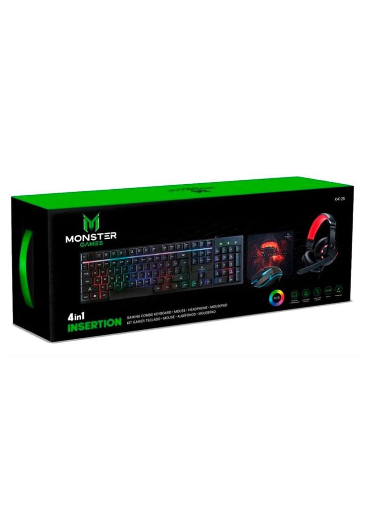 Combo Monster Mouse + Teclado + Audífonos Kit Crew Insertion-2