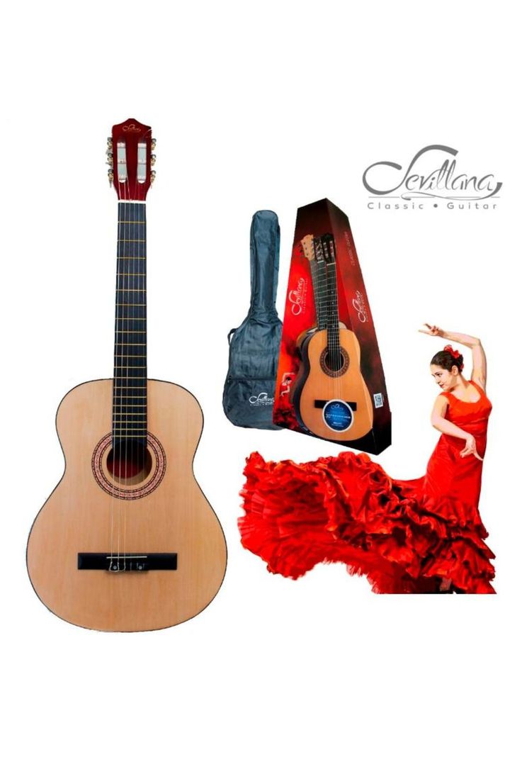 Guitarra Acústica Sevillana 30'' Con Funda Natural Mlab-2