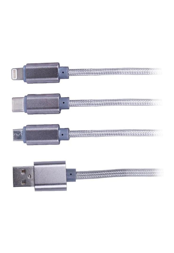 Cable 3 En 1: Micro-USB USB-C iPhone Metálico-1
