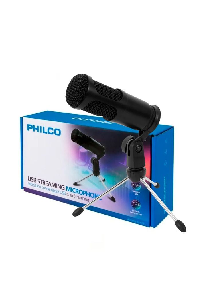 Micrófono USB Studio Philco con trípode de metal-3