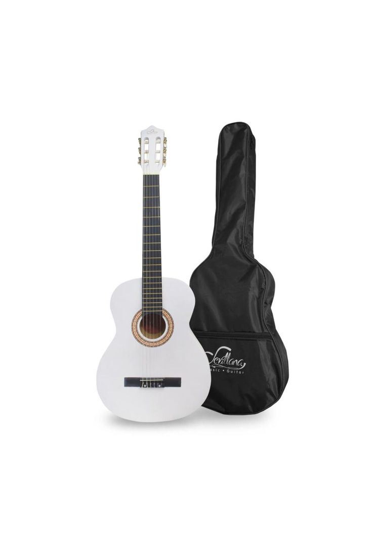 Guitarra Acústica Sevillana 30'' Con Funda Blanco Mlab-2