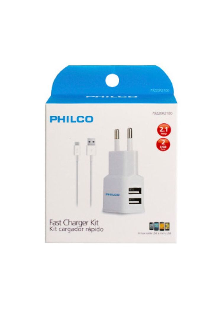 Cargador Philco Micro 220V 2.1A Doble USB-0