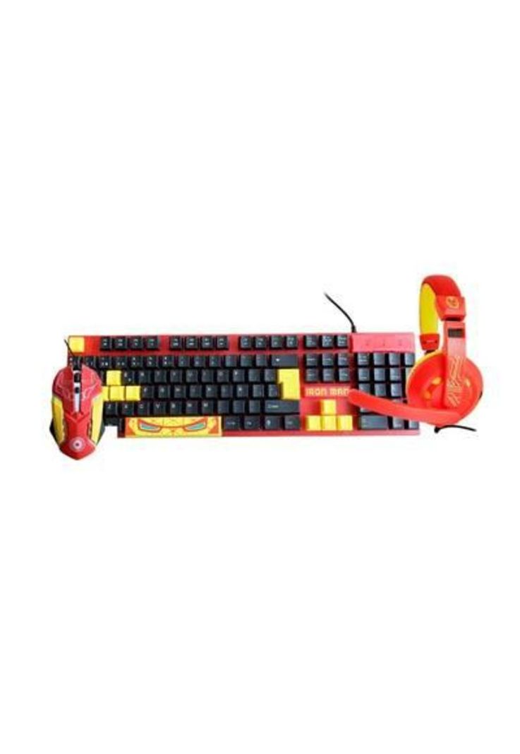 Kit Gamer Marvel Iron Man 3 en 1 Teclado Mouse Audifonos-0