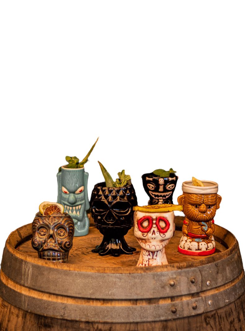 Pack 6 Tiki Mugs Honolulu + 3 Destapadores, Vaso Cerámica-0