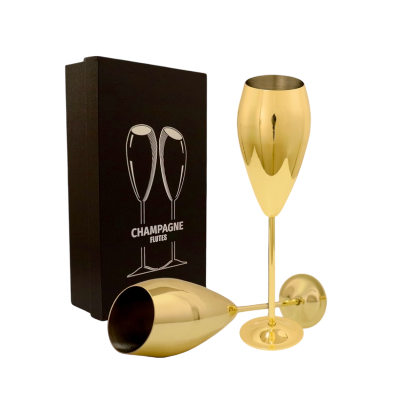 2 Copas Champagne Doradas Premium, Coctel 250 ML Bar