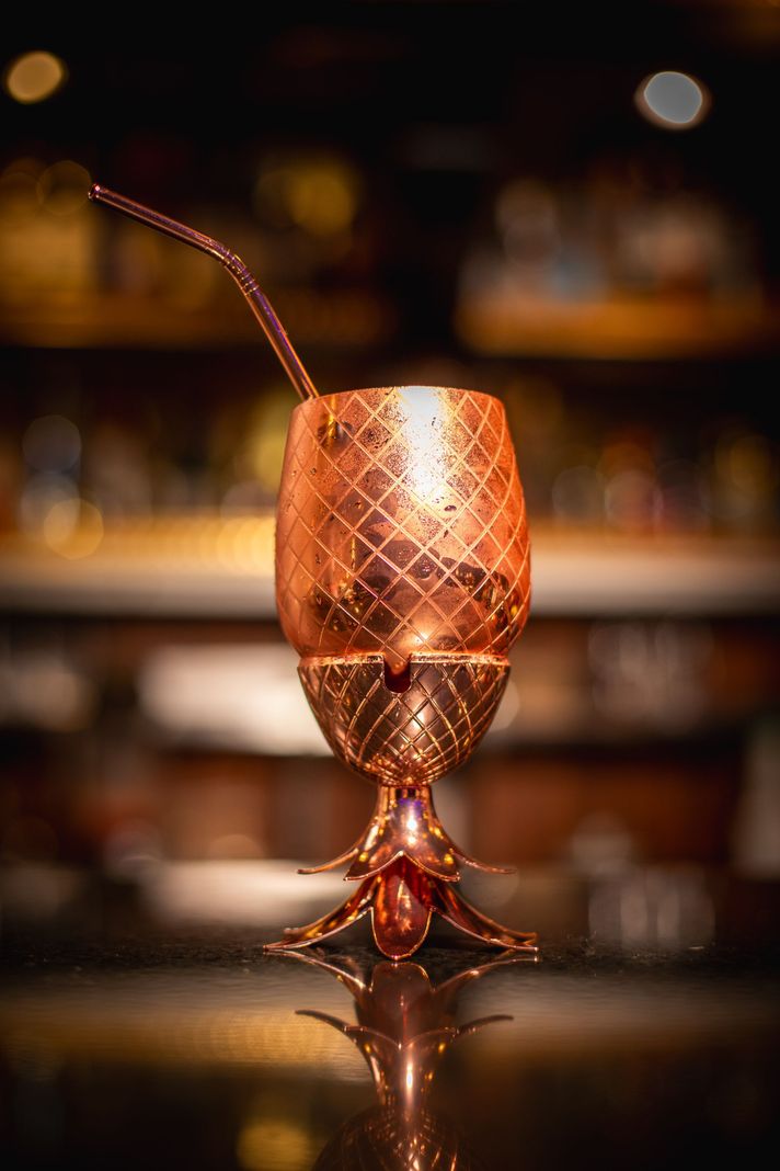 Vaso - Taza Piña Cobre Premium, Coctel 500 ML, Bar Bartender-1