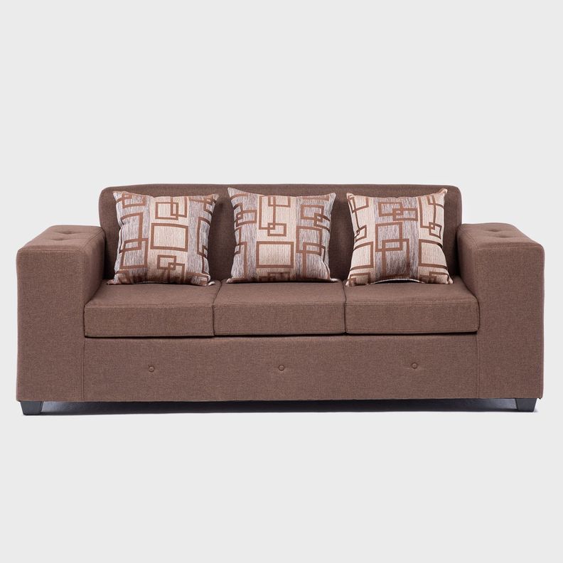 Sofa Ginebra mas dos pouf tela Chocolate-1