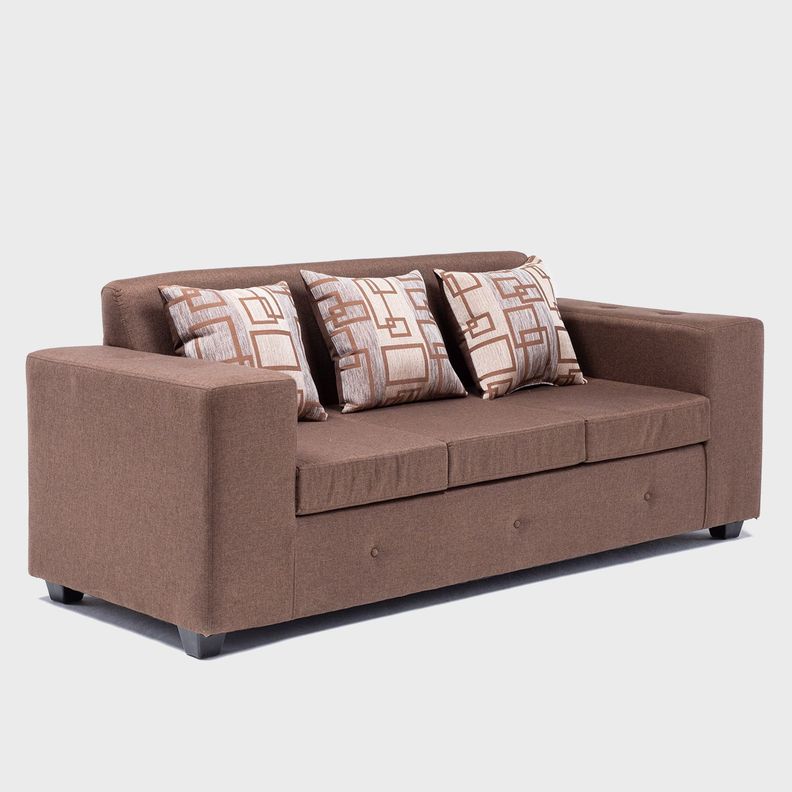 Sofa Ginebra mas dos pouf tela Chocolate-2