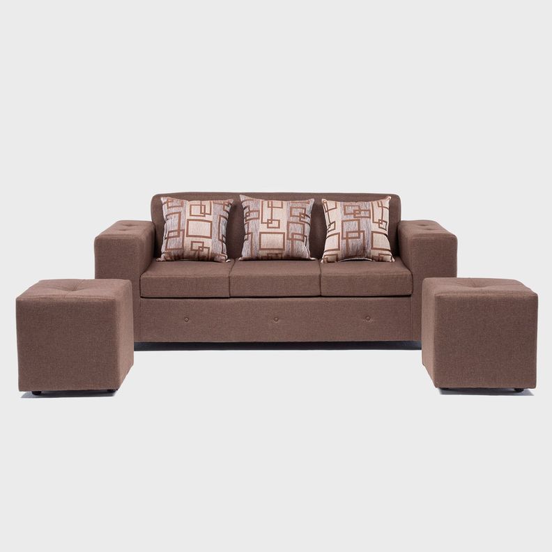 Sofa Ginebra mas dos pouf tela Chocolate Cafe 0