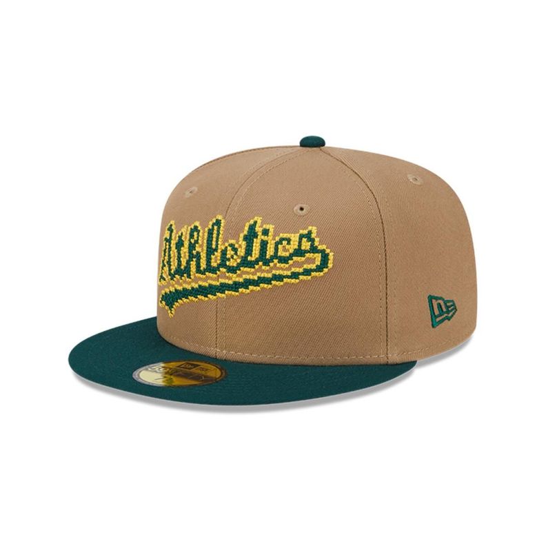 Gorra 59Fifty Oakland Athletics MLB 8-Bit Wordmark Beige - 60573334-0