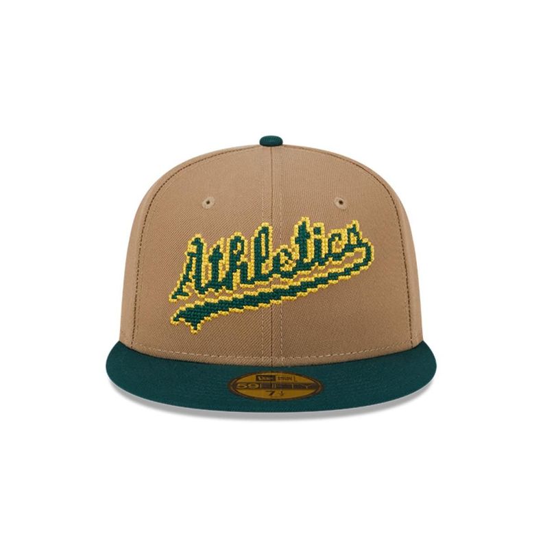 Gorra 59Fifty Oakland Athletics MLB 8-Bit Wordmark Beige - 60573334-2