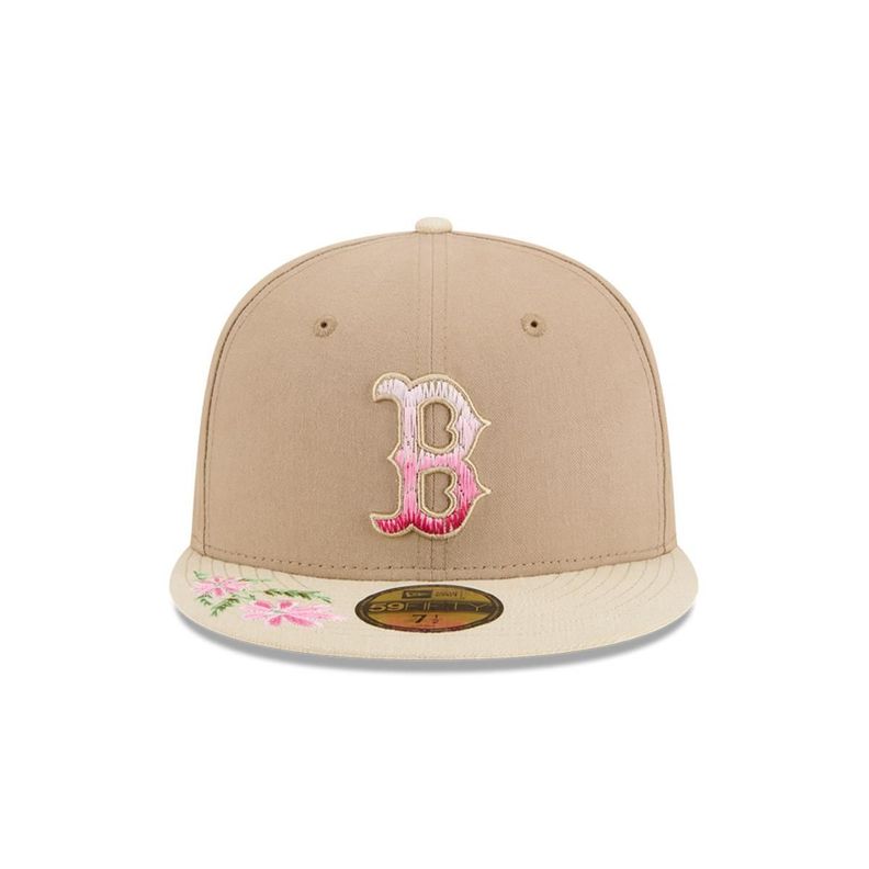 Gorra 59Fifty Boston Red Sox MLB Hand Stitched Beige - 60668432-2