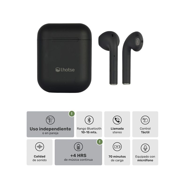 Audífonos Lhotse Bluetooth Inalámbrico Rm12 Negro-2
