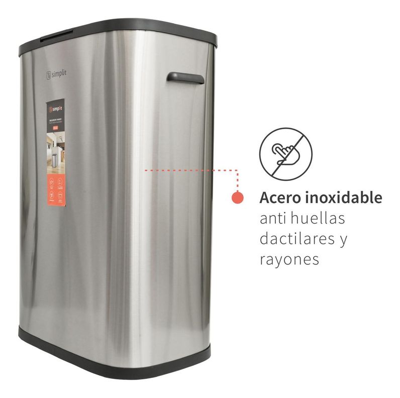 Basurero Cocina Handy 55lts Táctil Acero Inox Simplit-4