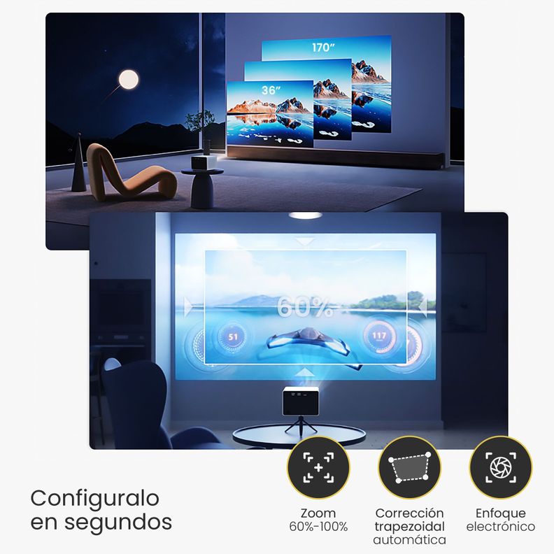 Proyector Portatil Mini Halo 9000lm Bluetooth HD Levo-5