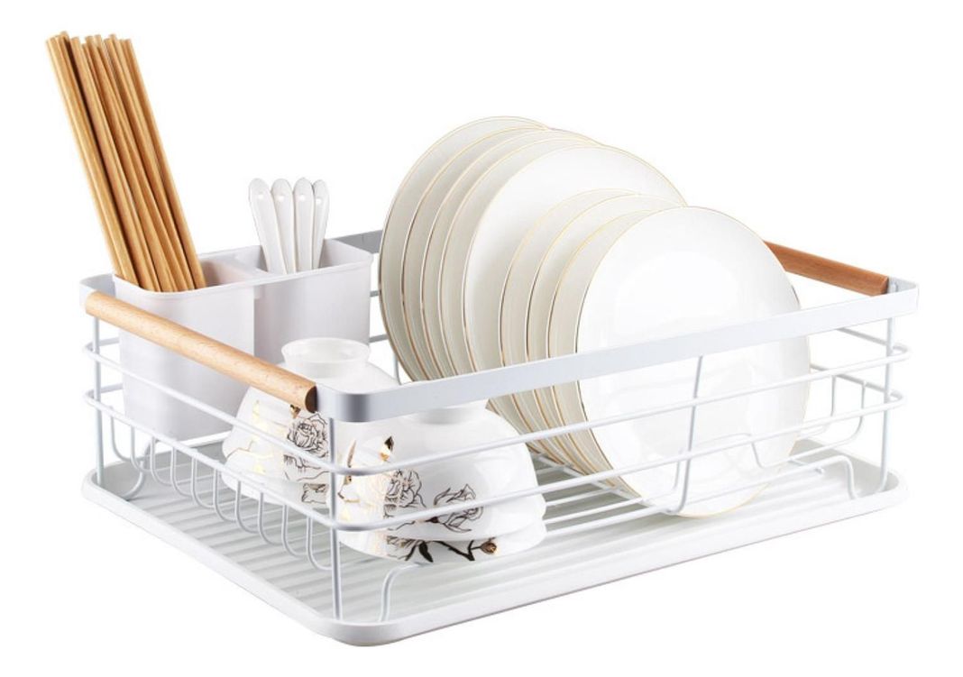 Secaplatos Escurridor 1 Nivel Acero Inox Blanco Simplit-0
