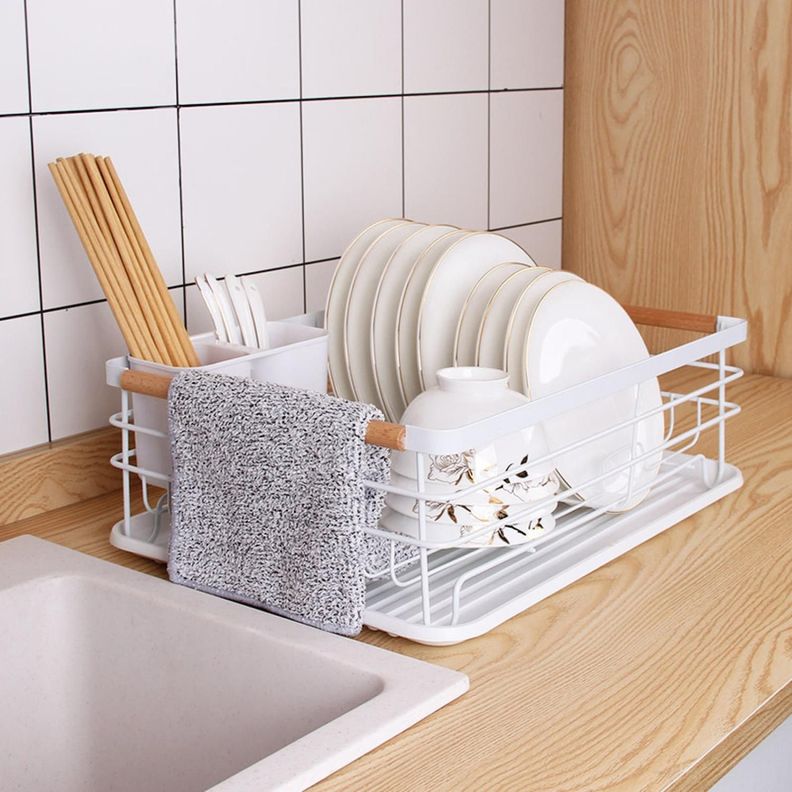 Secaplatos Escurridor 1 Nivel Acero Inox Blanco Simplit-1