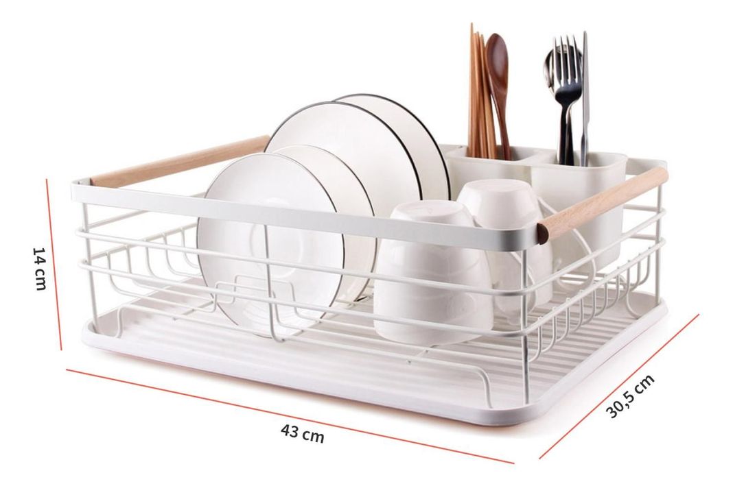 Secaplatos Escurridor 1 Nivel Acero Inox Blanco Simplit-3