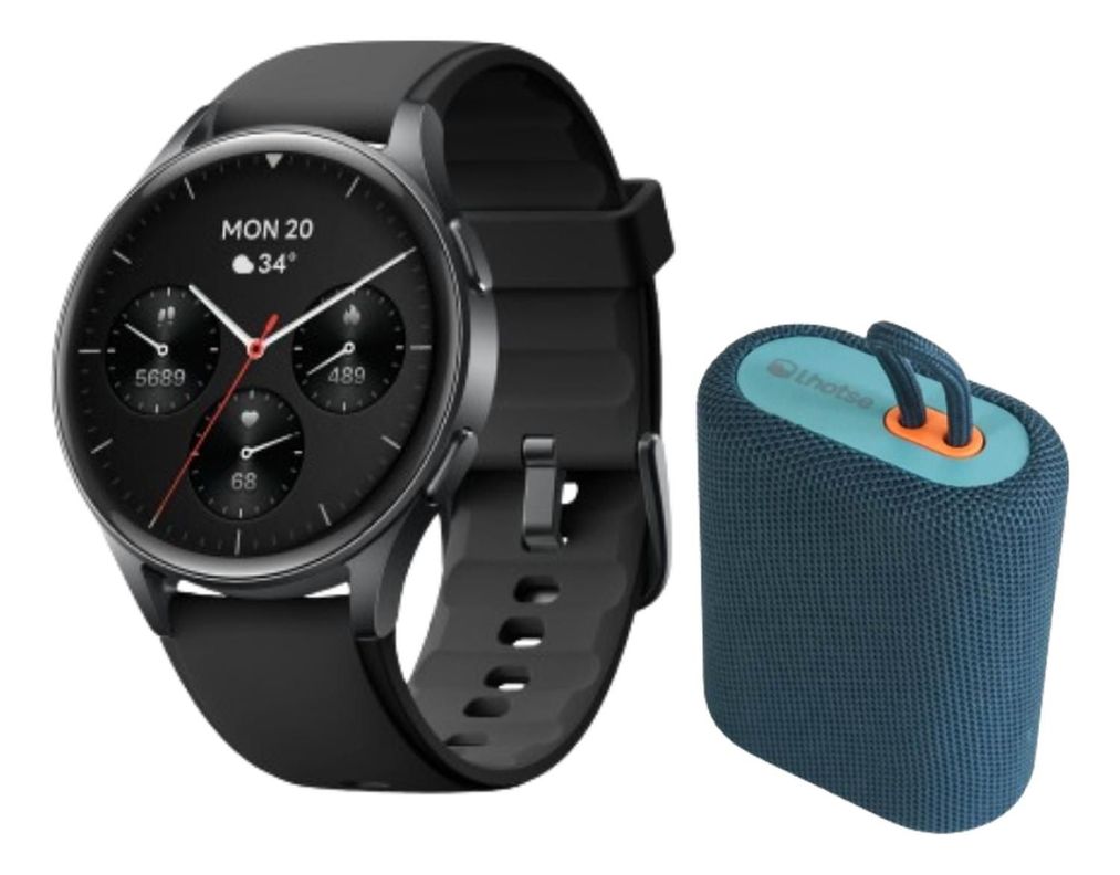 Pack Smartwatch Lhotse Vibe 05 Black + Parlante Azul-0