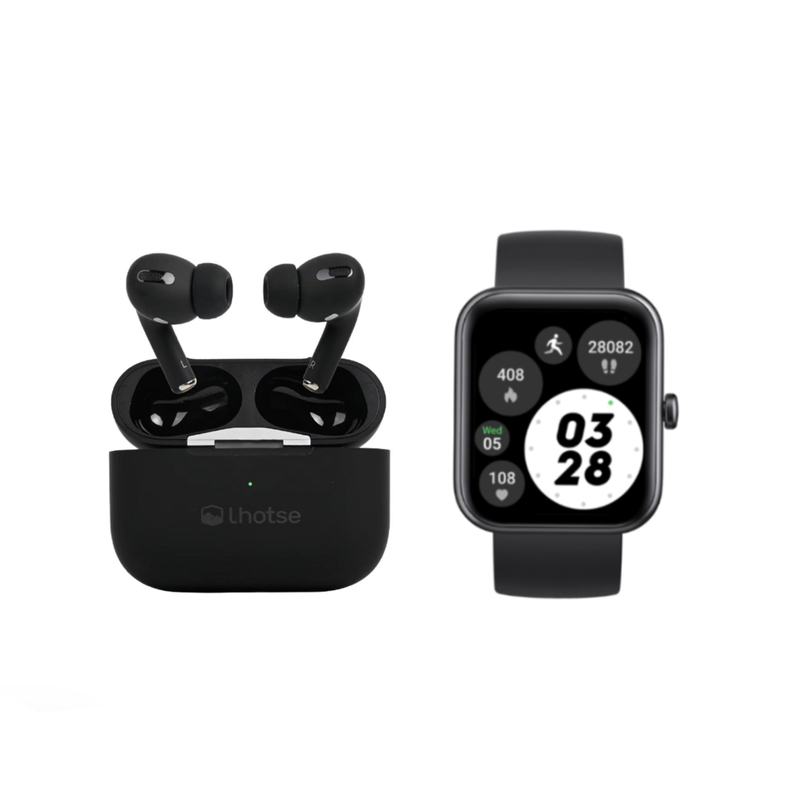 Pack Black Smartwatch mini 206 + Audífonos RM7 Pro Lhotse-0