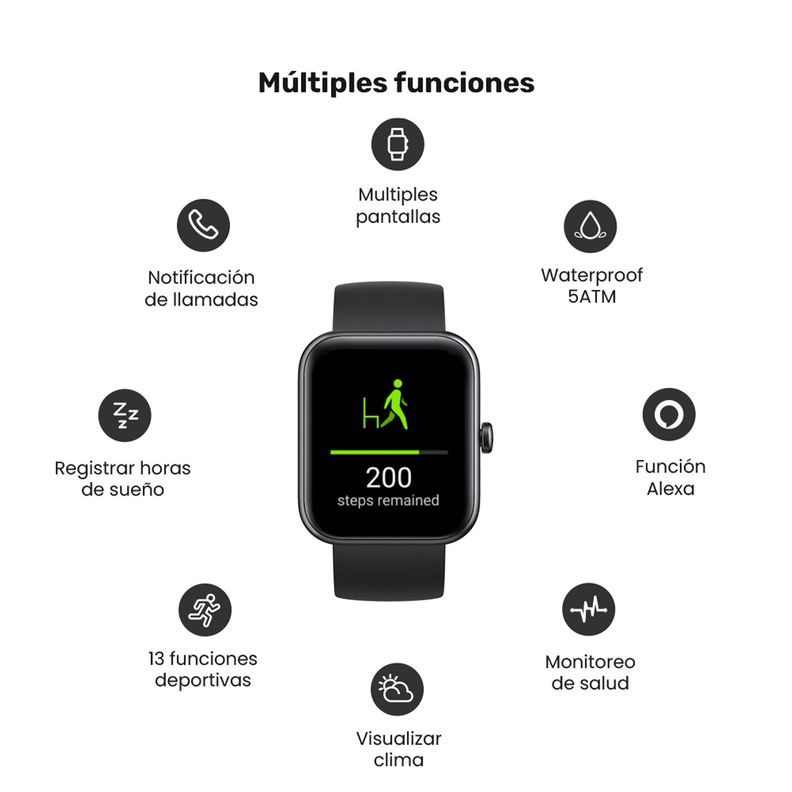 Pack Black Smartwatch mini 206 + Audífonos RM7 Pro Lhotse-3