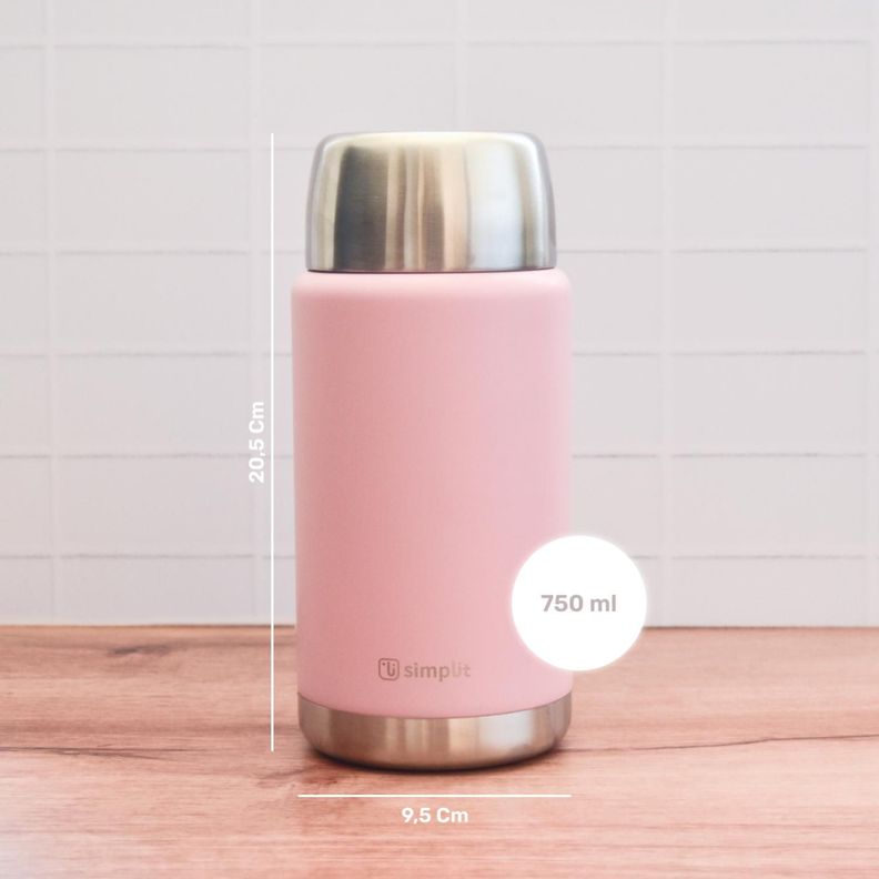 Termo de Comida Insulado Acero Inox 750 ml Rosado Simplit-4