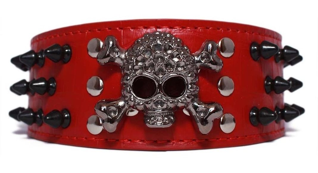 Collar Perro Calavera Puntas Redondas 2Xl Rojo Mascan-0
