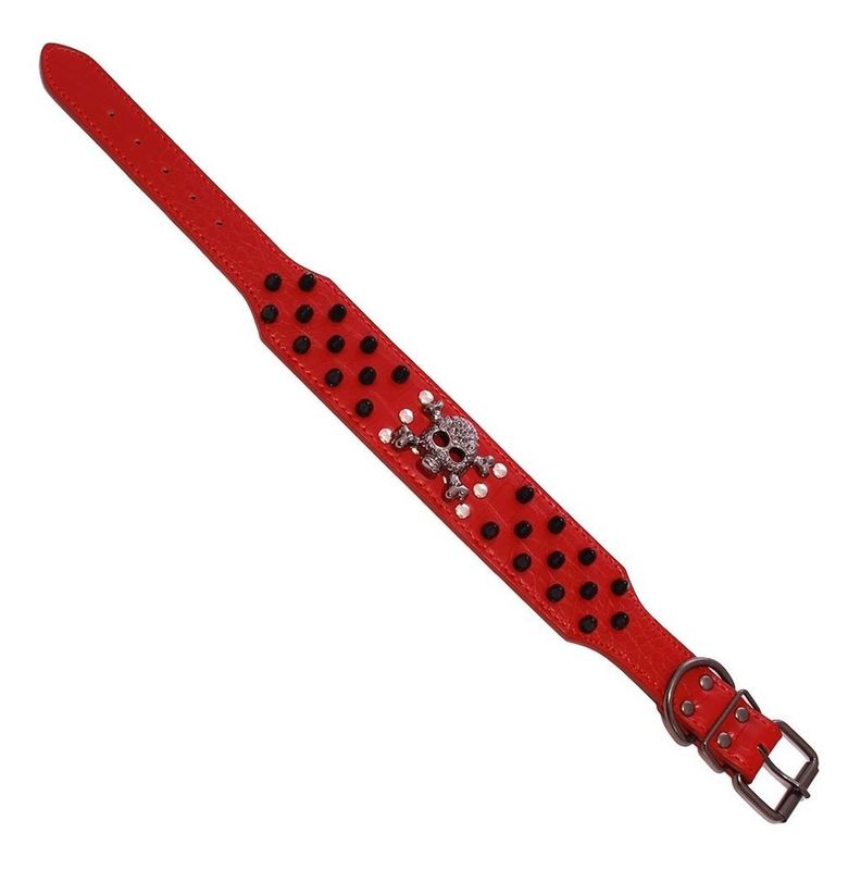 Collar Perro Calavera Puntas Redondas 2Xl Rojo Mascan-1
